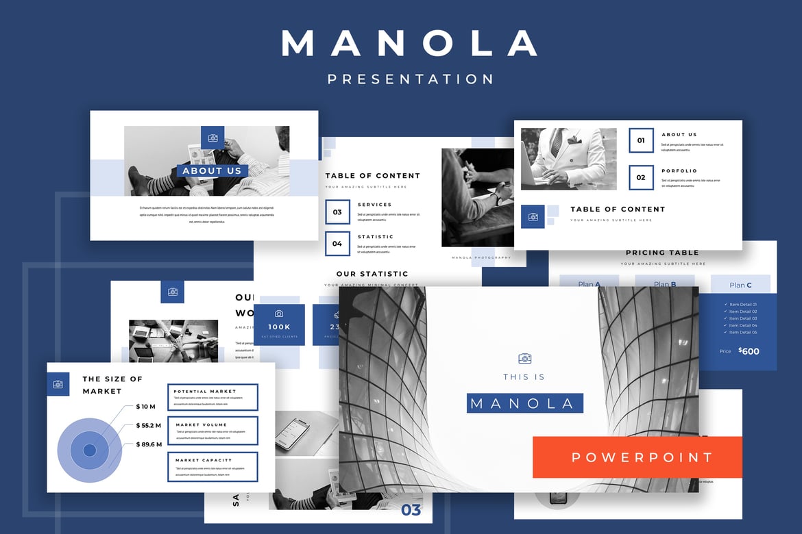 Template Presentasi PowerPoint Manola yang Modern dan Stylish