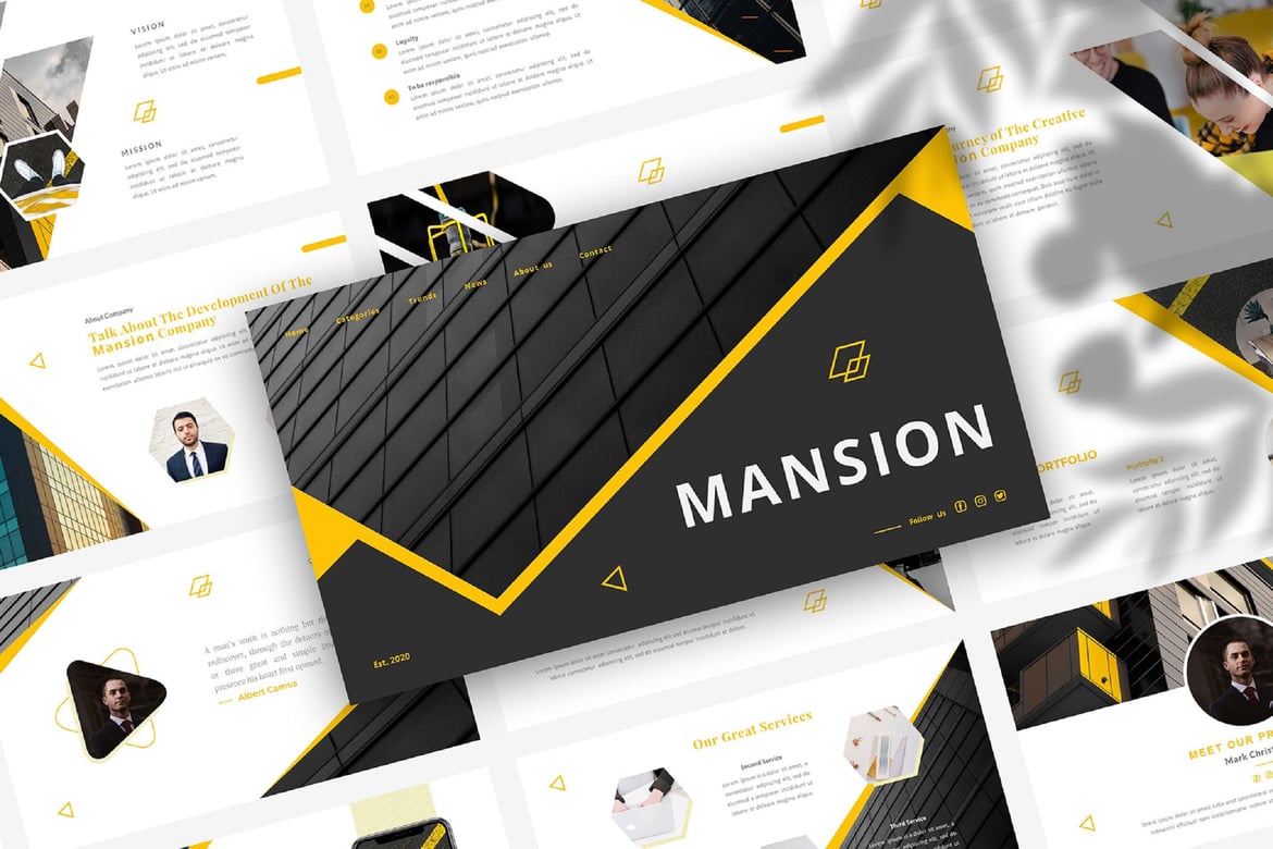 Template PowerPoint MANSION - Kreatif dan Profesional untuk Presentasi Anda