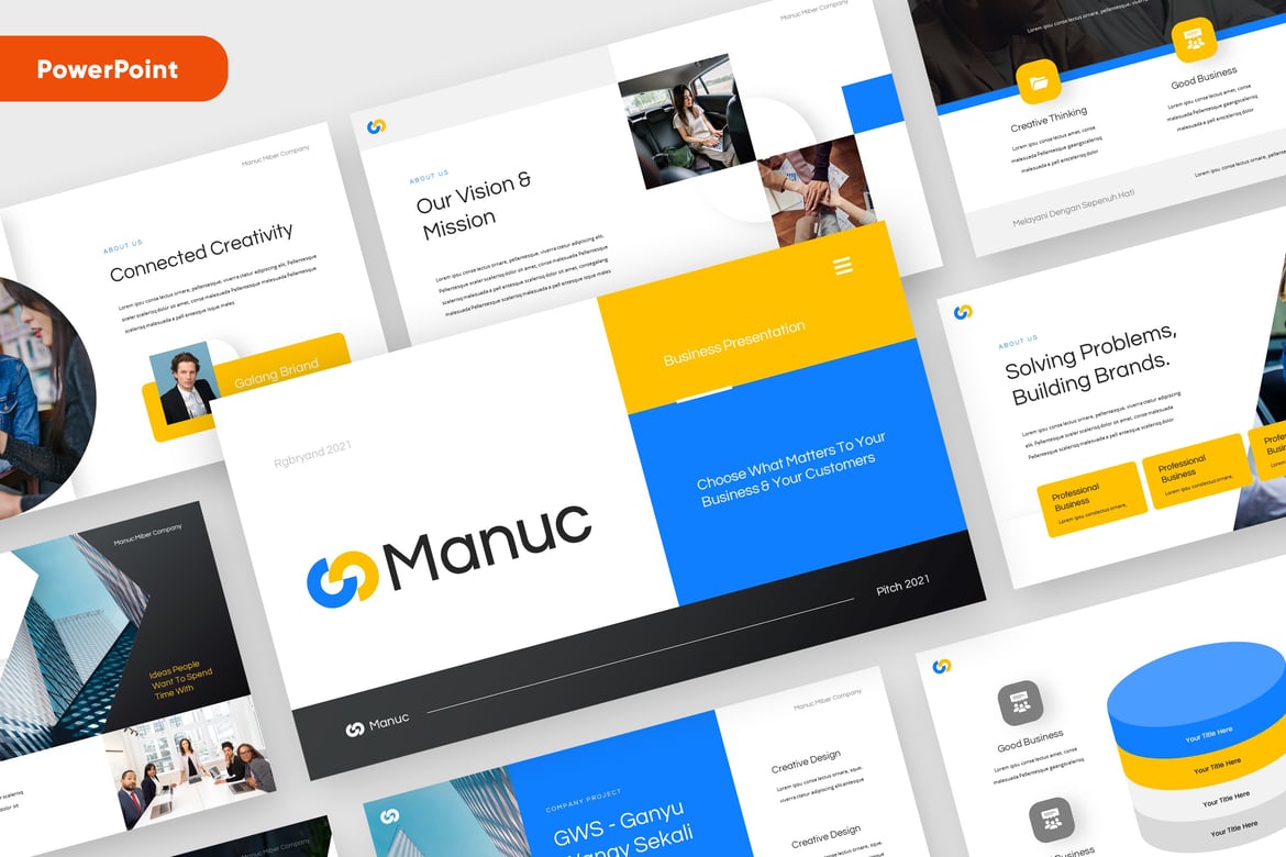 Template PowerPoint Modern MANUC - Solusi Presentasi Profesional