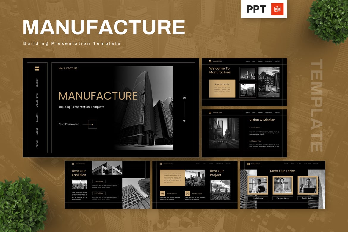Template Powerpoint Manufaktur dan Konstruksi yang Menarik