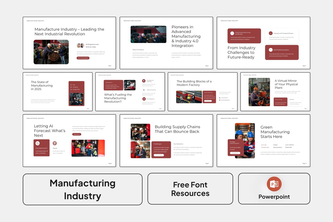 Template Presentasi PowerPoint untuk Industri Manufaktur