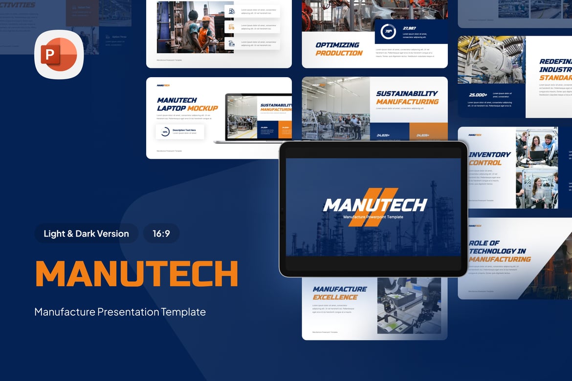 Template Presentasi Teknologi Manufaktur - PowerPoint yang Memukau