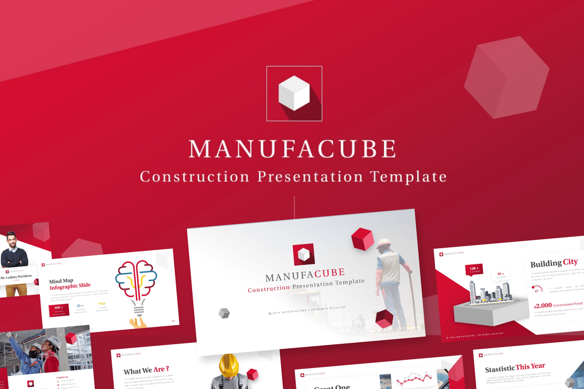 Manufacube - Template PowerPoint Konstruksi yang Menarik