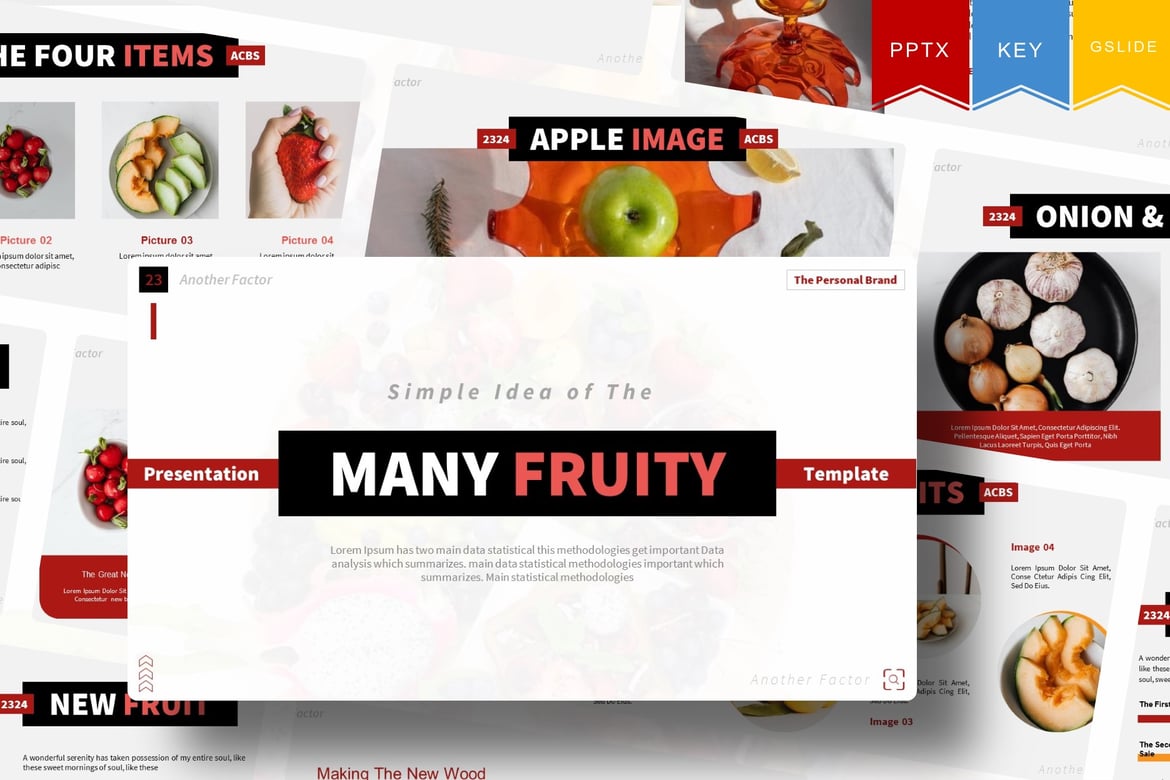 Template Presentasi Many Fruity | Powerpoint, Keynote, Google Slides