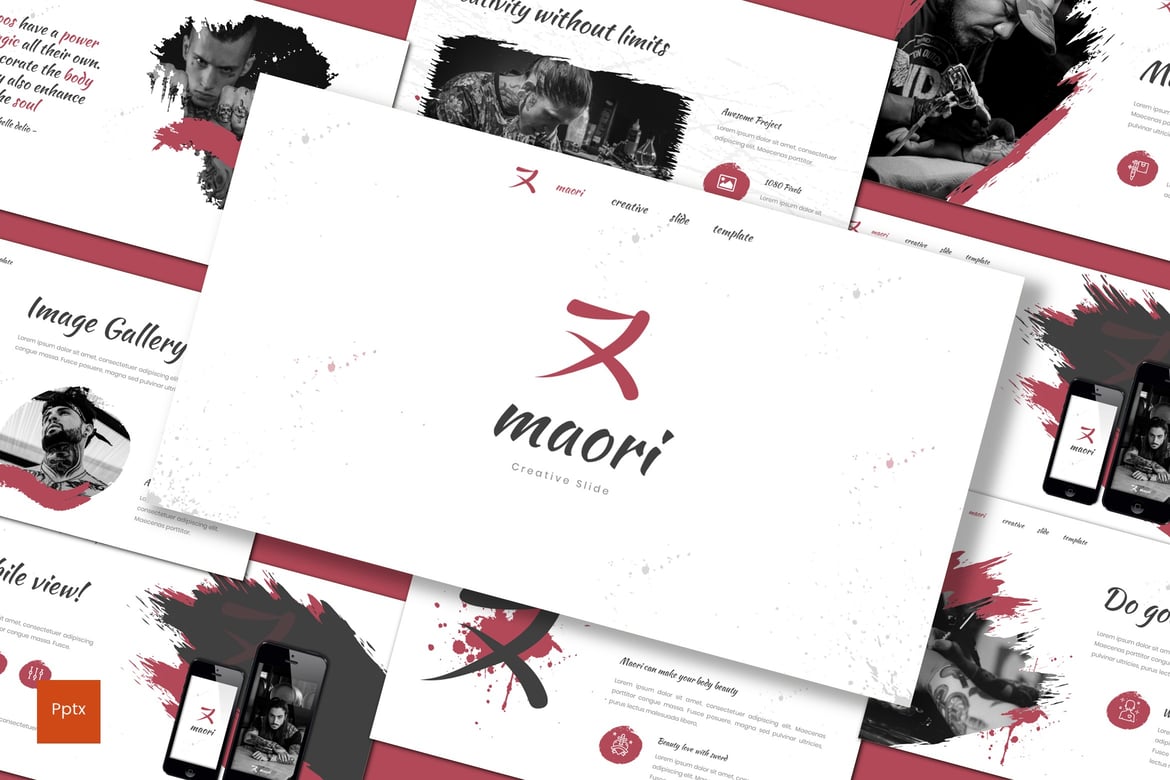 Template Presentasi PowerPoint Maori yang Kreatif dan Minimalis