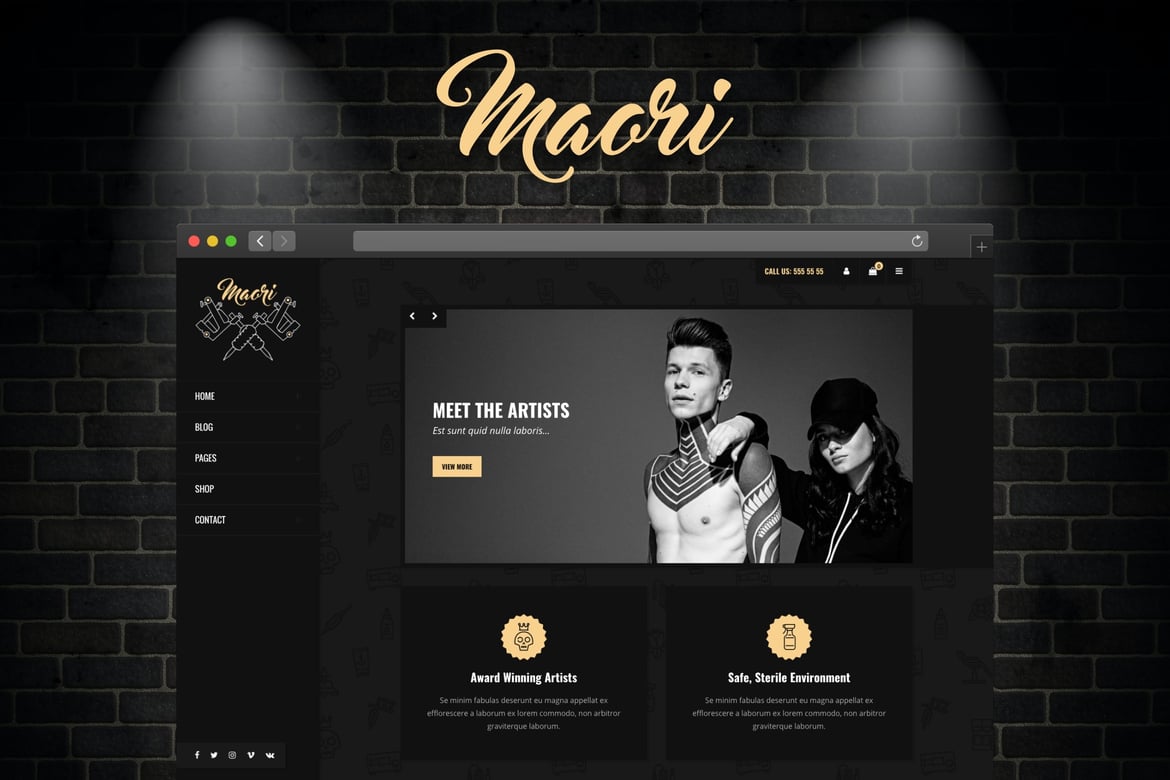 Tema WordPress Studio Tato Maori - Desain Modern dan Fungsional