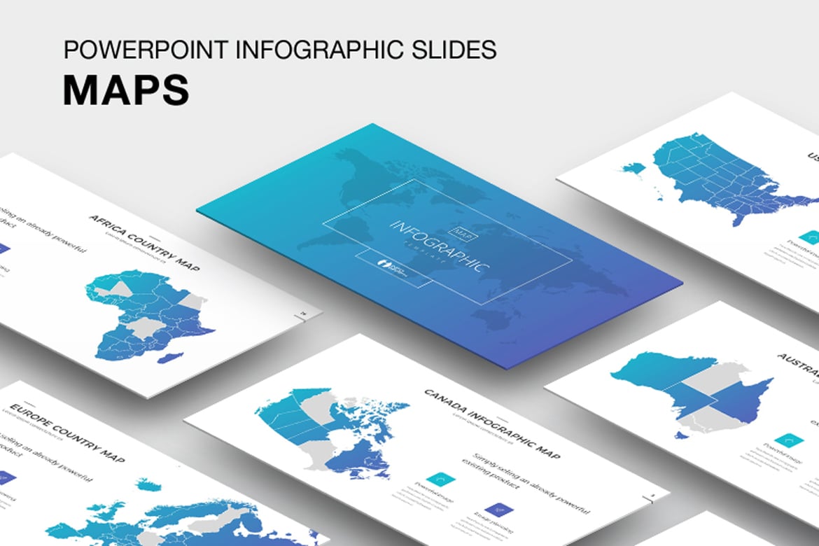 Template Powerpoint Infografis Peta yang Menarik