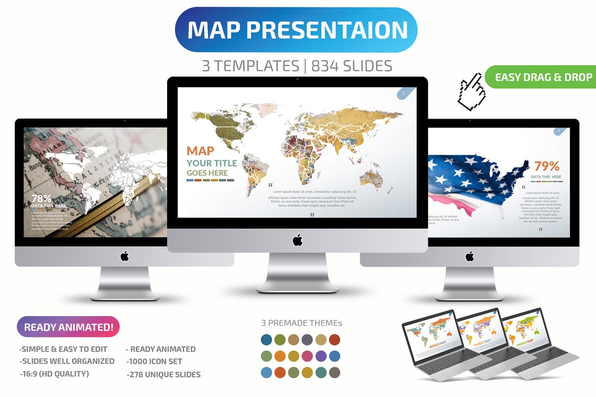 Template Powerpoint Presentasi Peta yang Menarik dan Interaktif