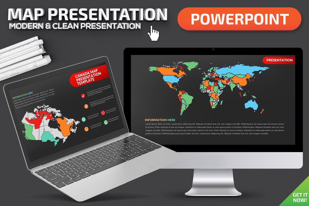 Template Presentasi PowerPoint Peta yang Menarik dan Profesional