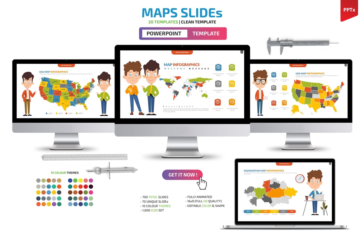 Template Powerpoint Presentasi Peta yang Menarik dan Interaktif