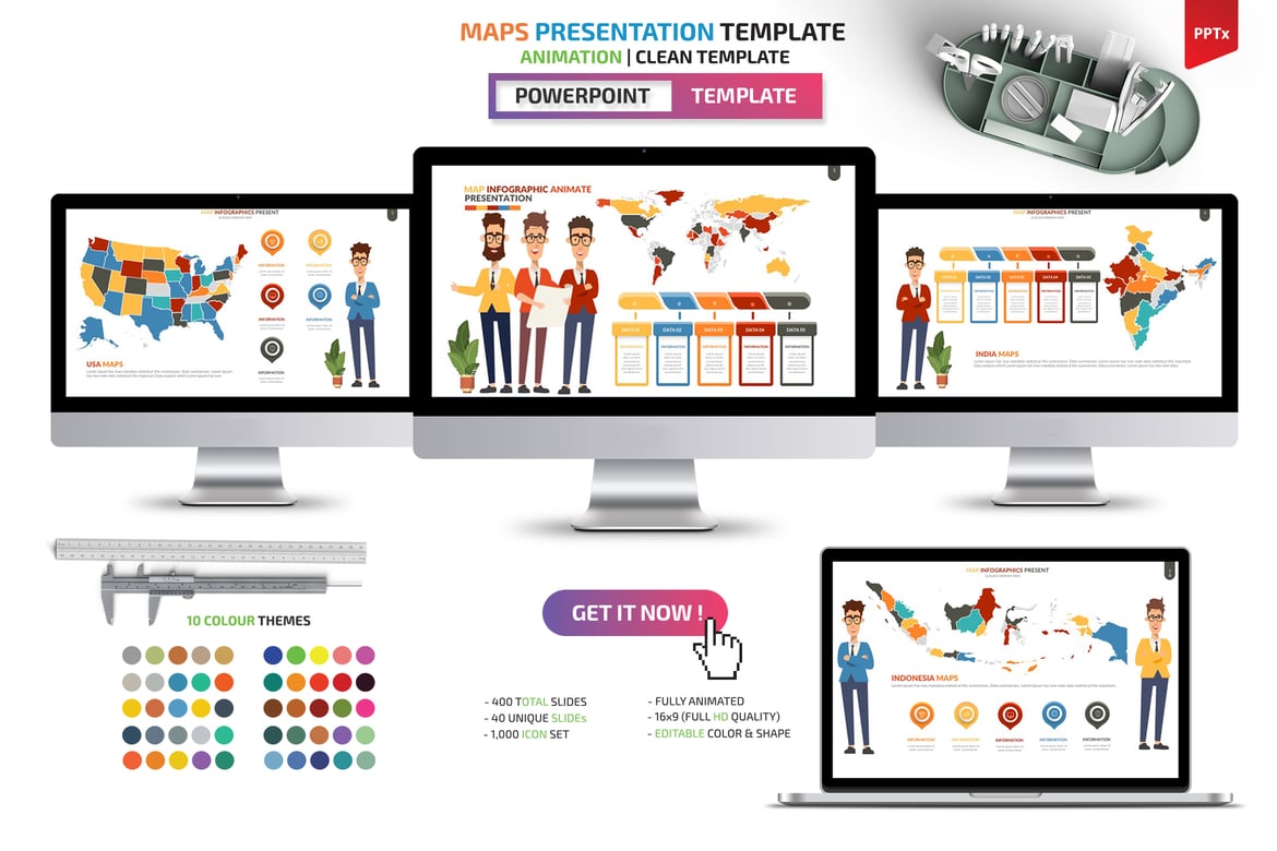 Template Powerpoint Presentasi Peta yang Menarik dan Dinamis