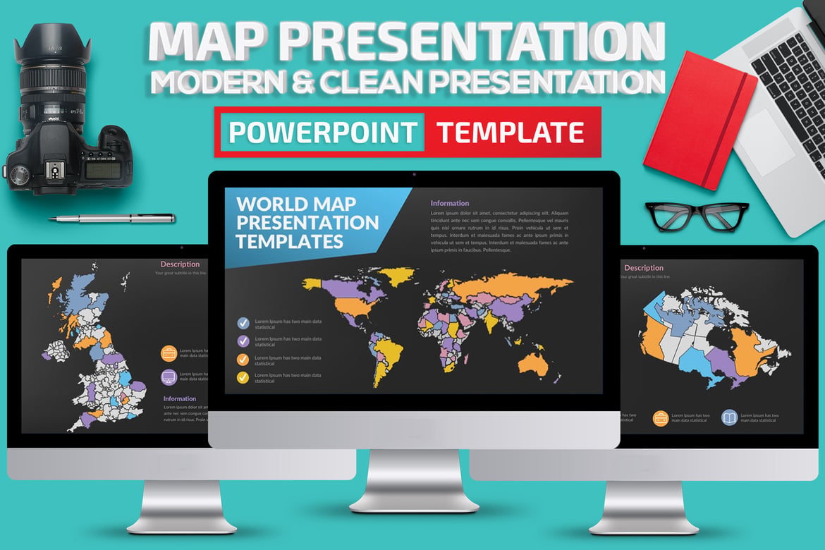 Template Presentasi Powerpoint Peta yang Menarik