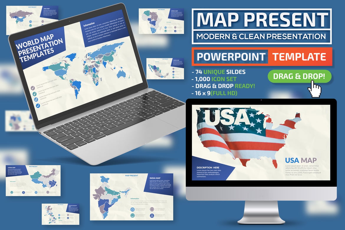 Template Presentasi PowerPoint Peta yang Menarik dan Interaktif
