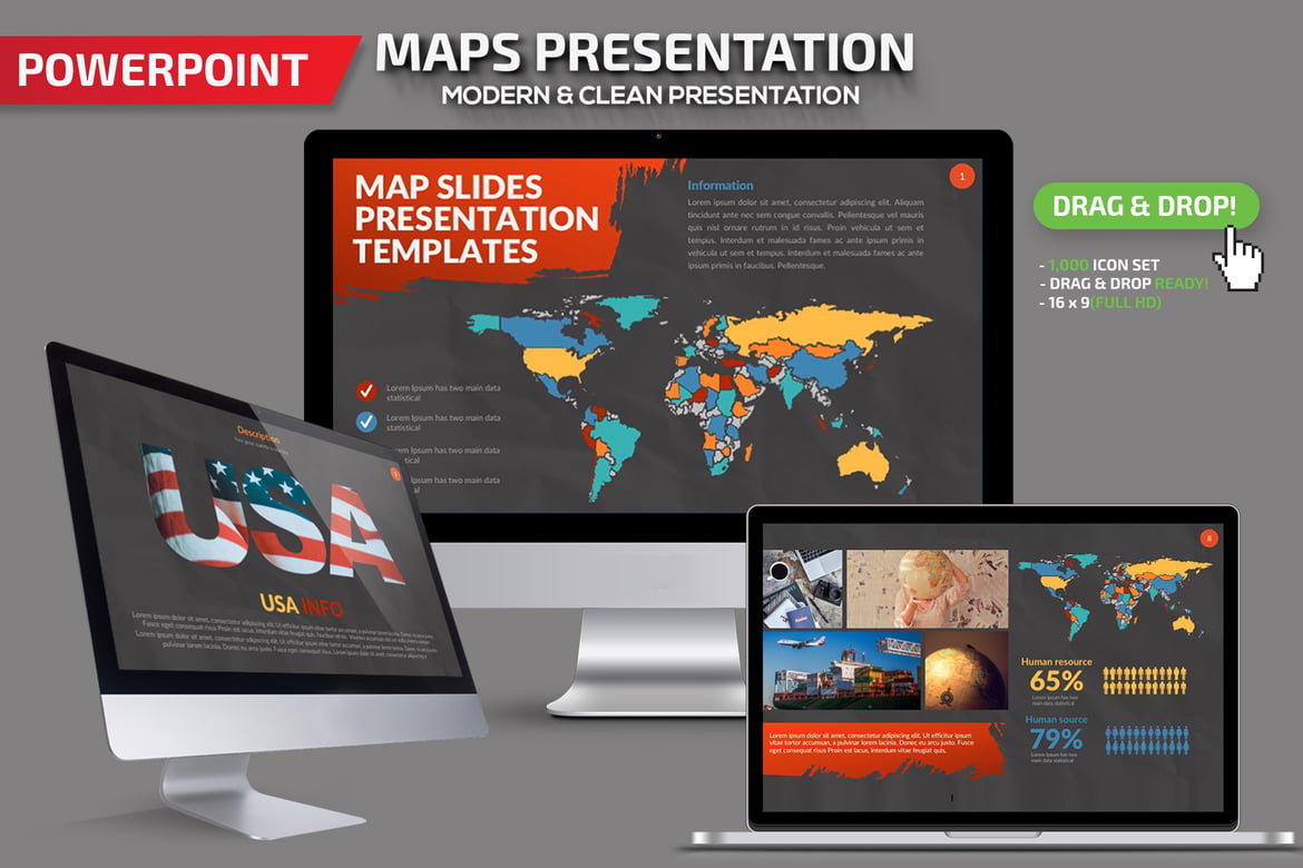 Template Powerpoint Peta yang Menarik dan Profesional