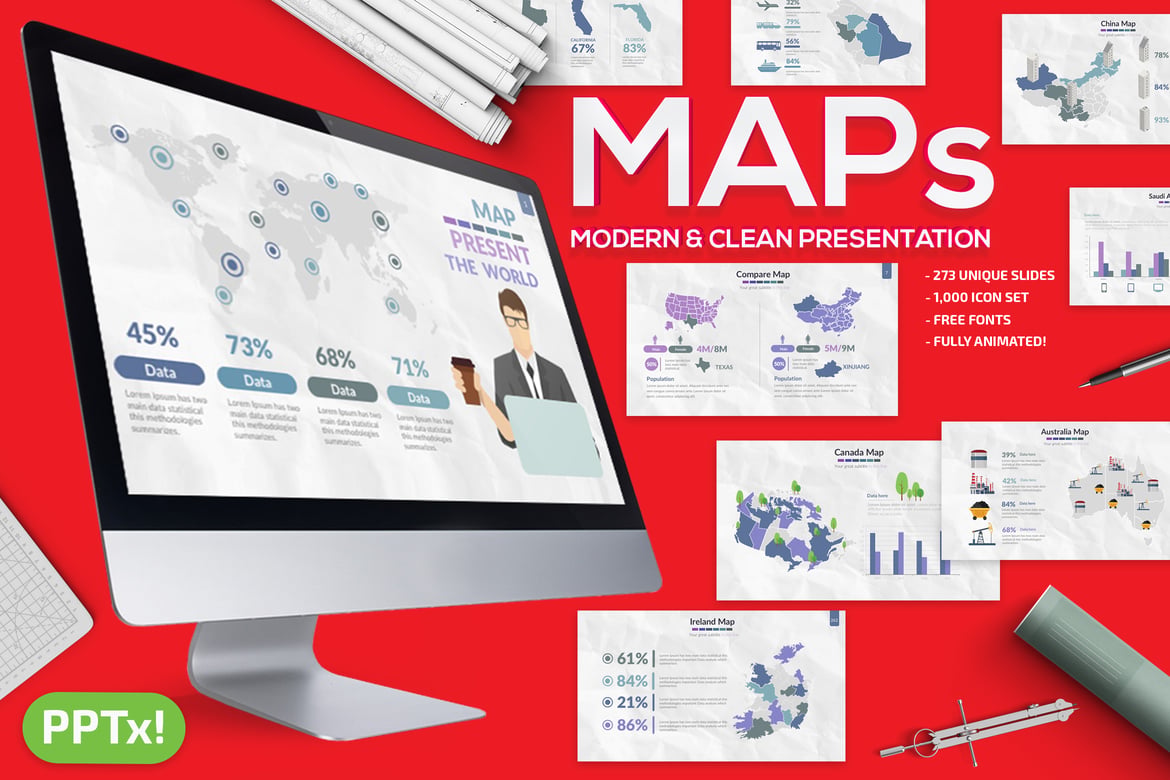 Template PowerPoint Peta yang Menarik dan Interaktif