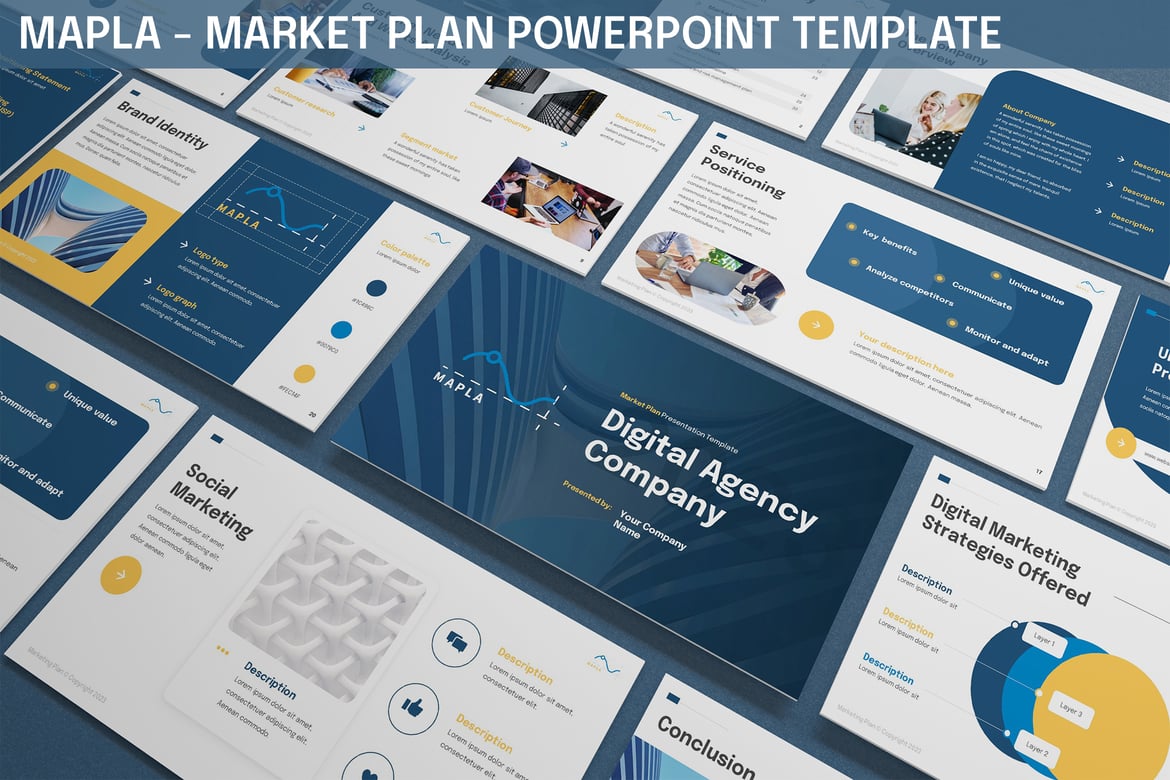 Template PowerPoint Mapla - Rencana Pemasaran yang Modern dan Menarik