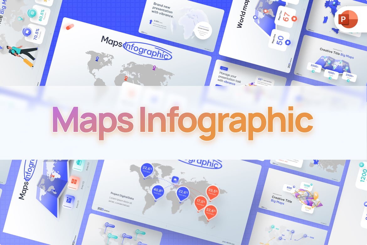 Template PowerPoint Infografis Peta yang Modern dan Menarik