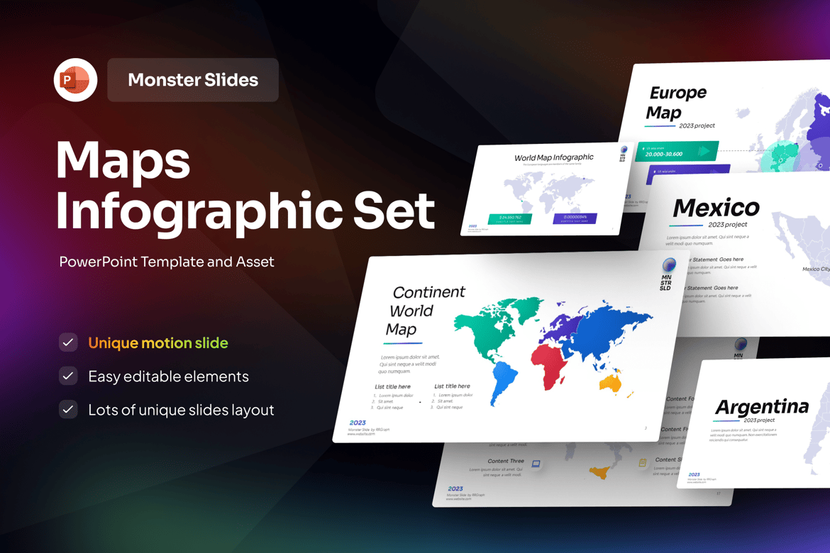Set Template Presentasi Infografis Peta yang Menarik