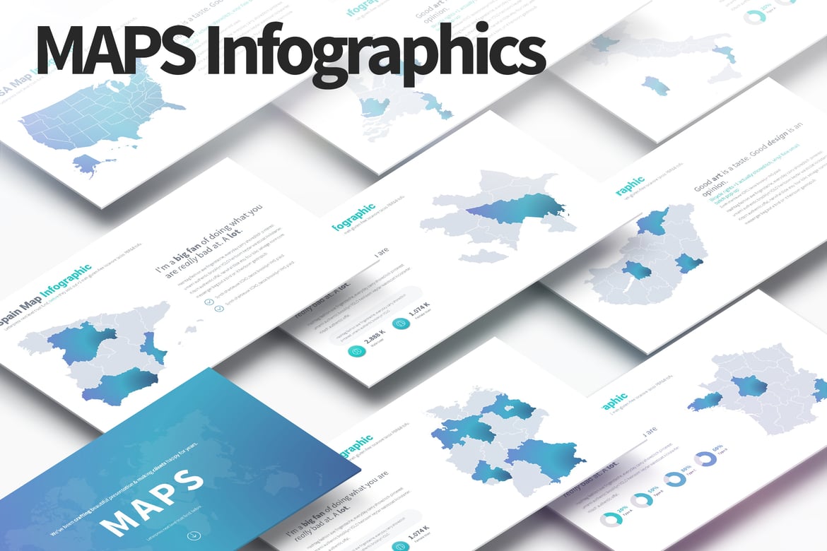Template PowerPoint Peta Infografis Menarik