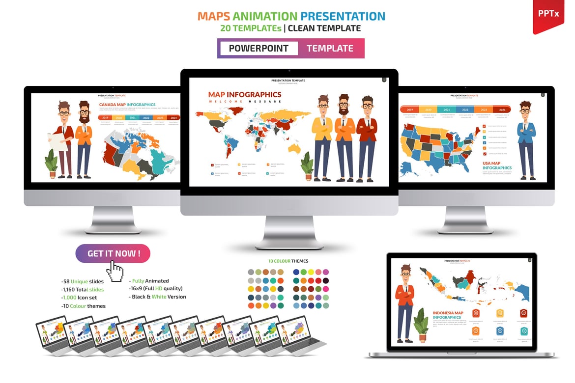 Template Presentasi PowerPoint Peta yang Menarik dan Interaktif