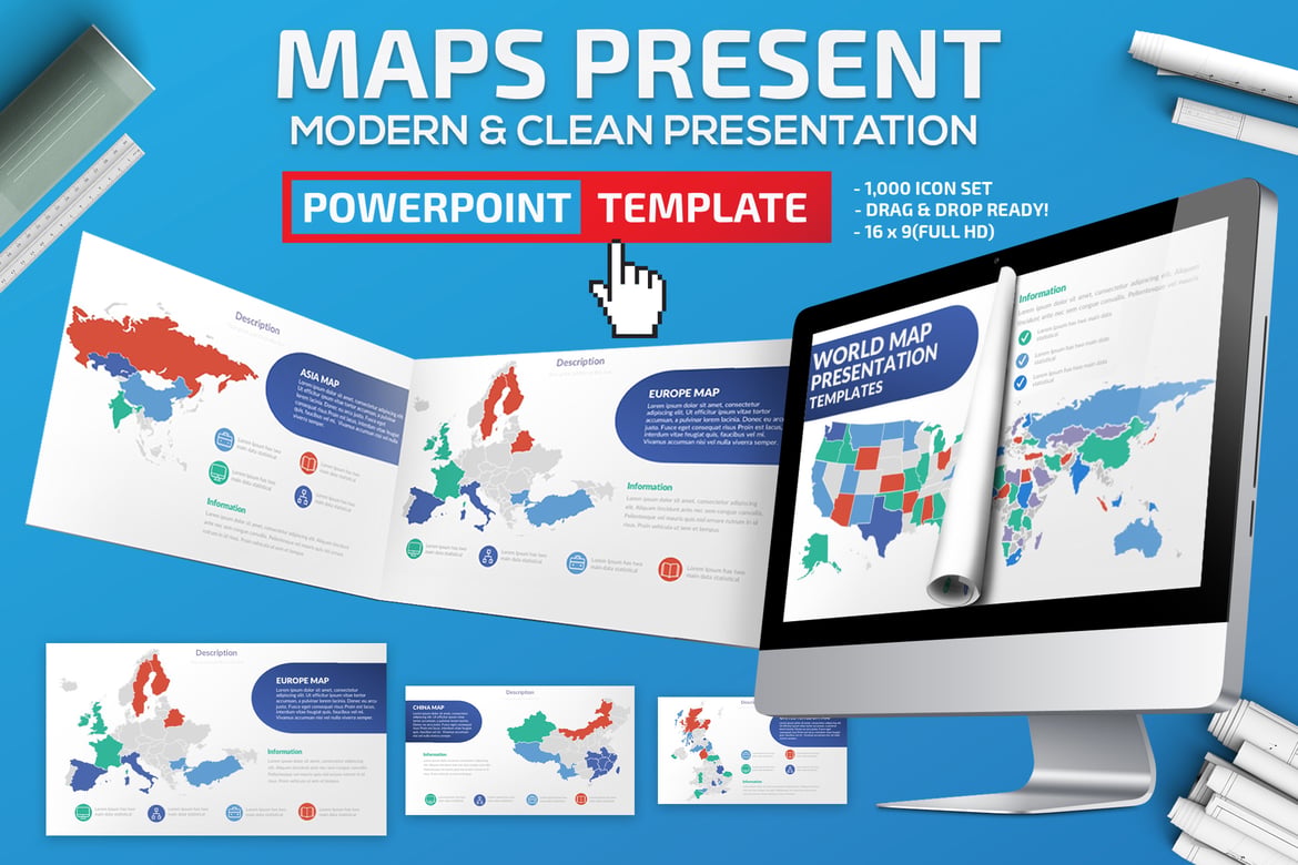 Template Presentasi PowerPoint Peta yang Menarik dan Interaktif