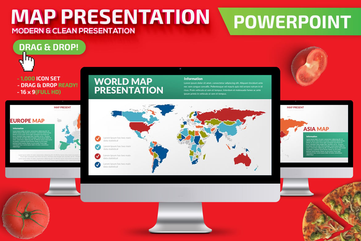 Template Presentasi PowerPoint Peta yang Menarik