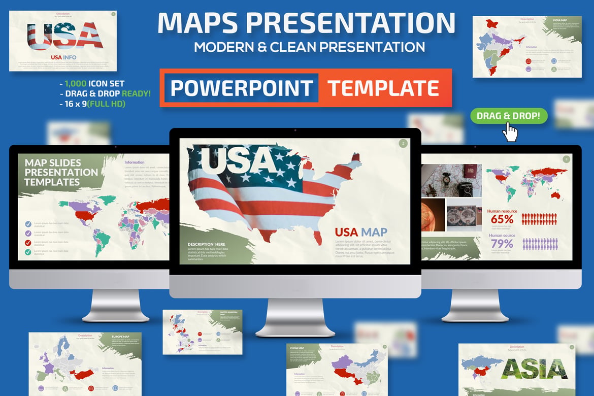 Template Powerpoint Peta yang Menarik dan Interaktif