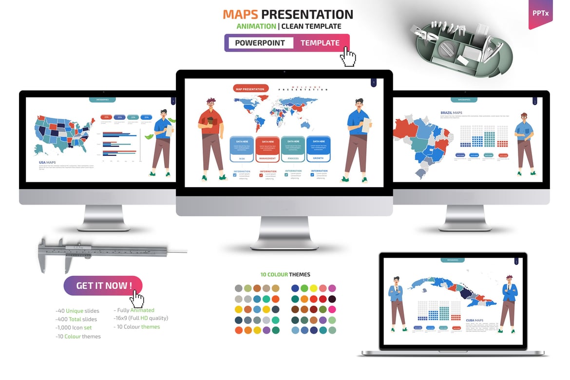 Template Powerpoint Peta yang Menarik dan Profesional