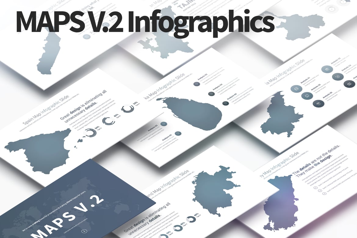 Template PowerPoint Infografis Peta V.2 - 35 Slide Menarik