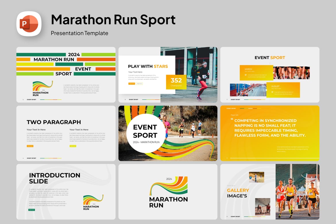 Template PowerPoint Presentasi Maraton yang Enerjik