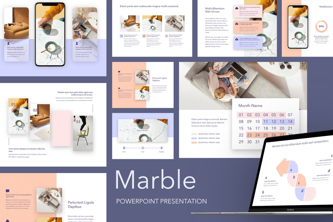 Template PowerPoint Marmer yang Profesional dan Elegan