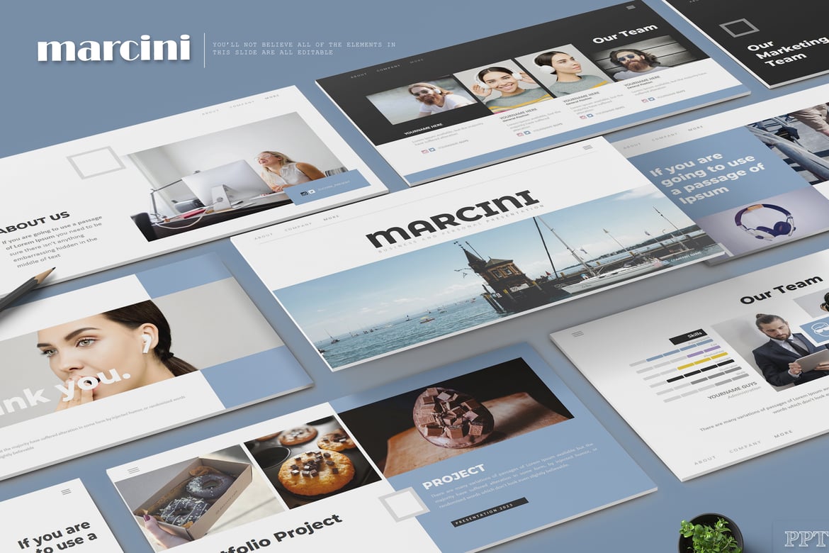 Template PowerPoint Marcini - Presentasi Kreatif dan Menarik