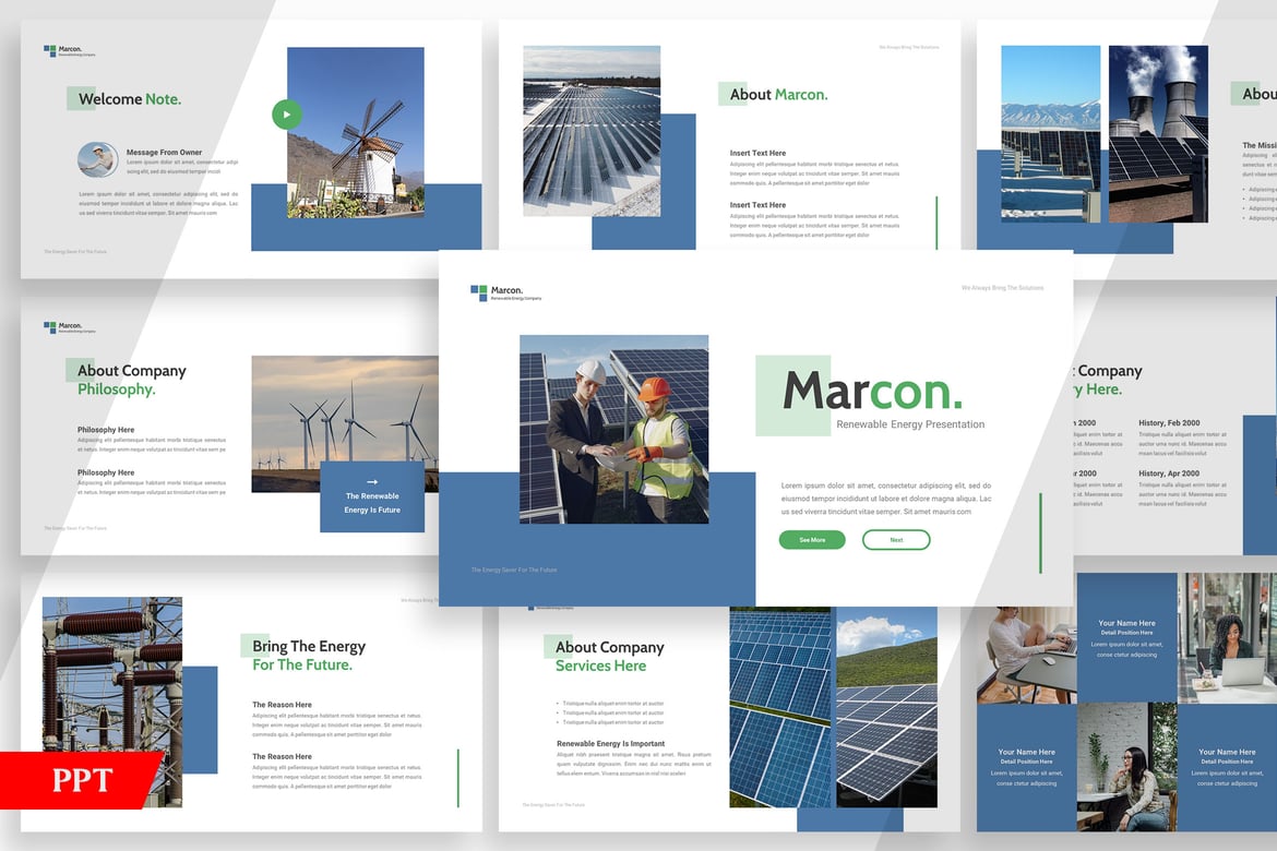 Template Presentasi Energi Terbarukan Marcon - Powerpoint yang Menarik