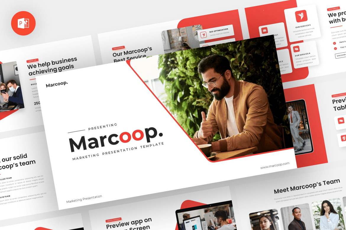 Template Presentasi Marketing Marcoop - Desain Modern dan Profesional