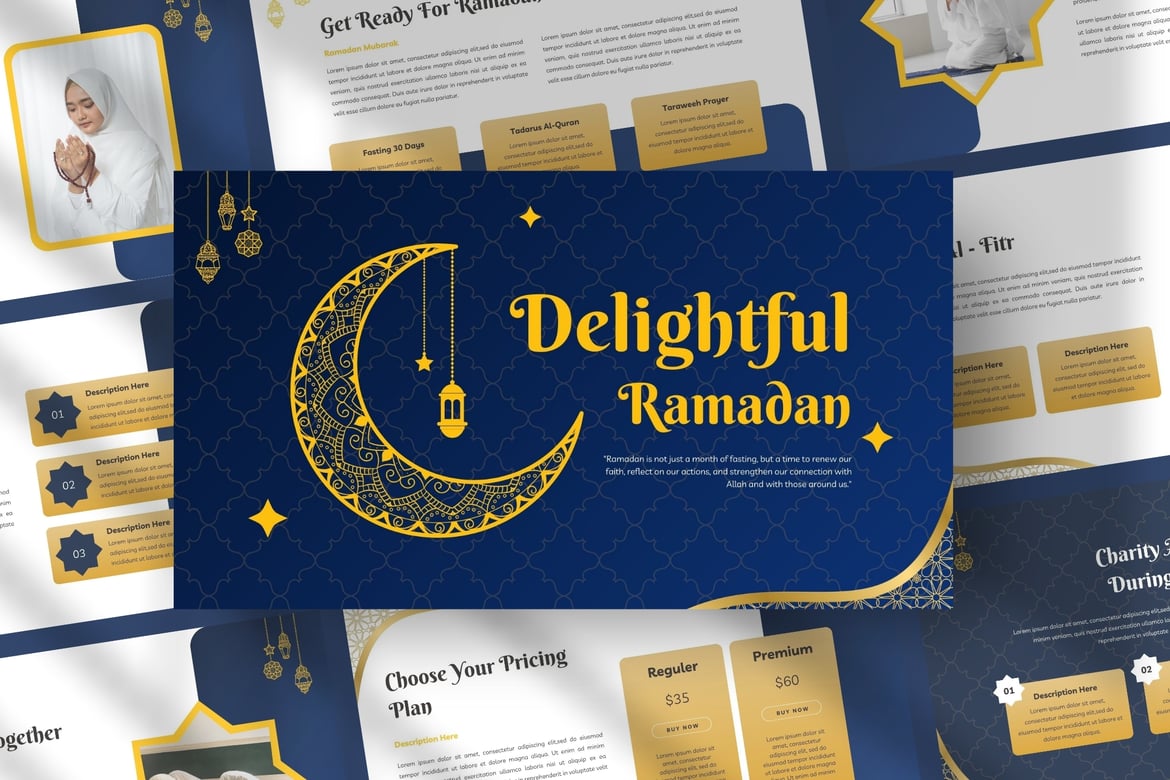 Template Presentasi PowerPoint Marhaban Ramadan yang Menawan