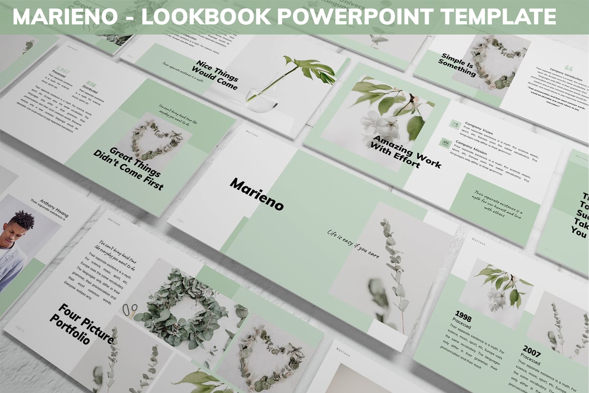 Template Presentasi PowerPoint Marieno - Lookbook Modern dan Elegan