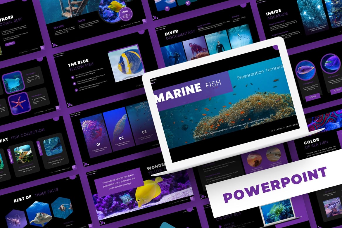 Template Powerpoint Ikan Laut yang Menarik dan Serbaguna