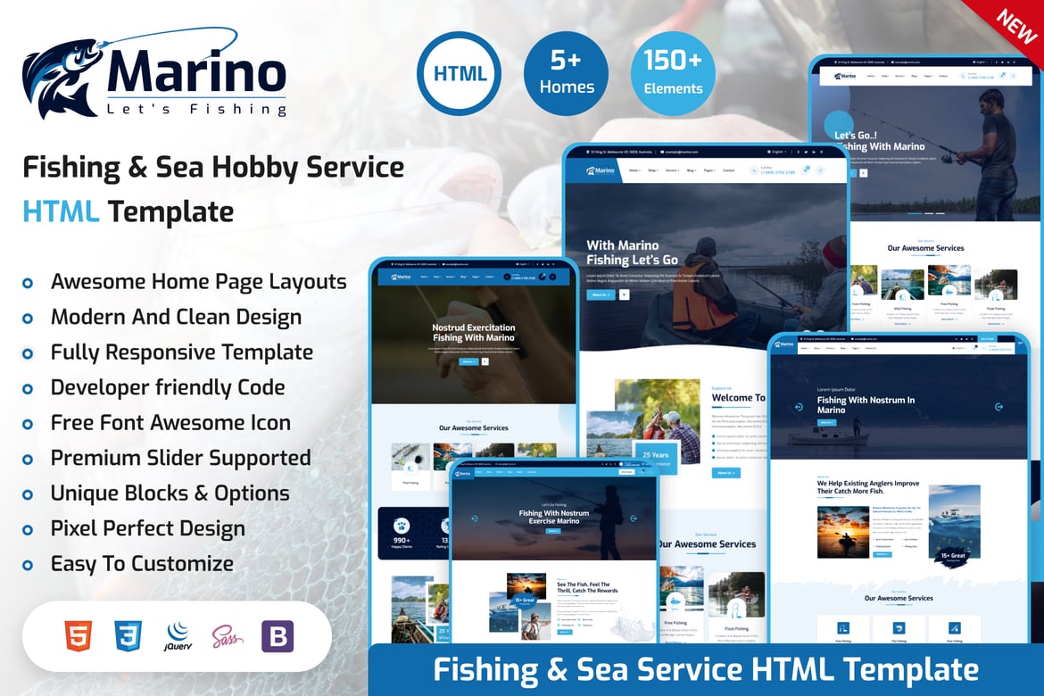 Marino - Template Website Memancing dan Hobi Laut yang Menarik