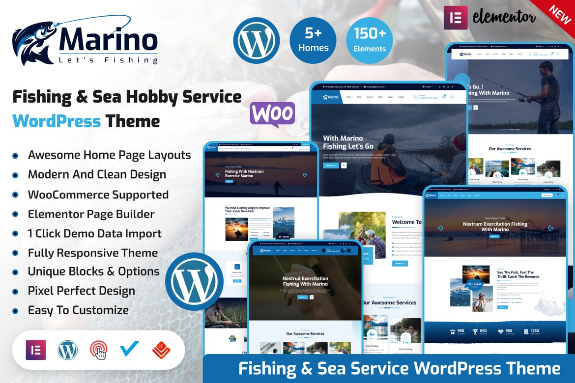 Marino - Tema WordPress untuk Hobi Memancing dan Laut yang Menarik