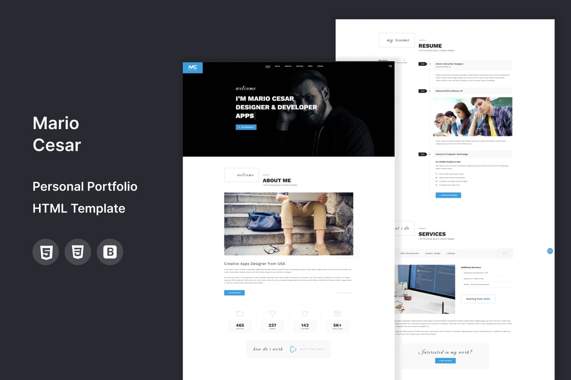 Template Website Portofolio Pribadi Mario Cesar yang Modern dan Elegan