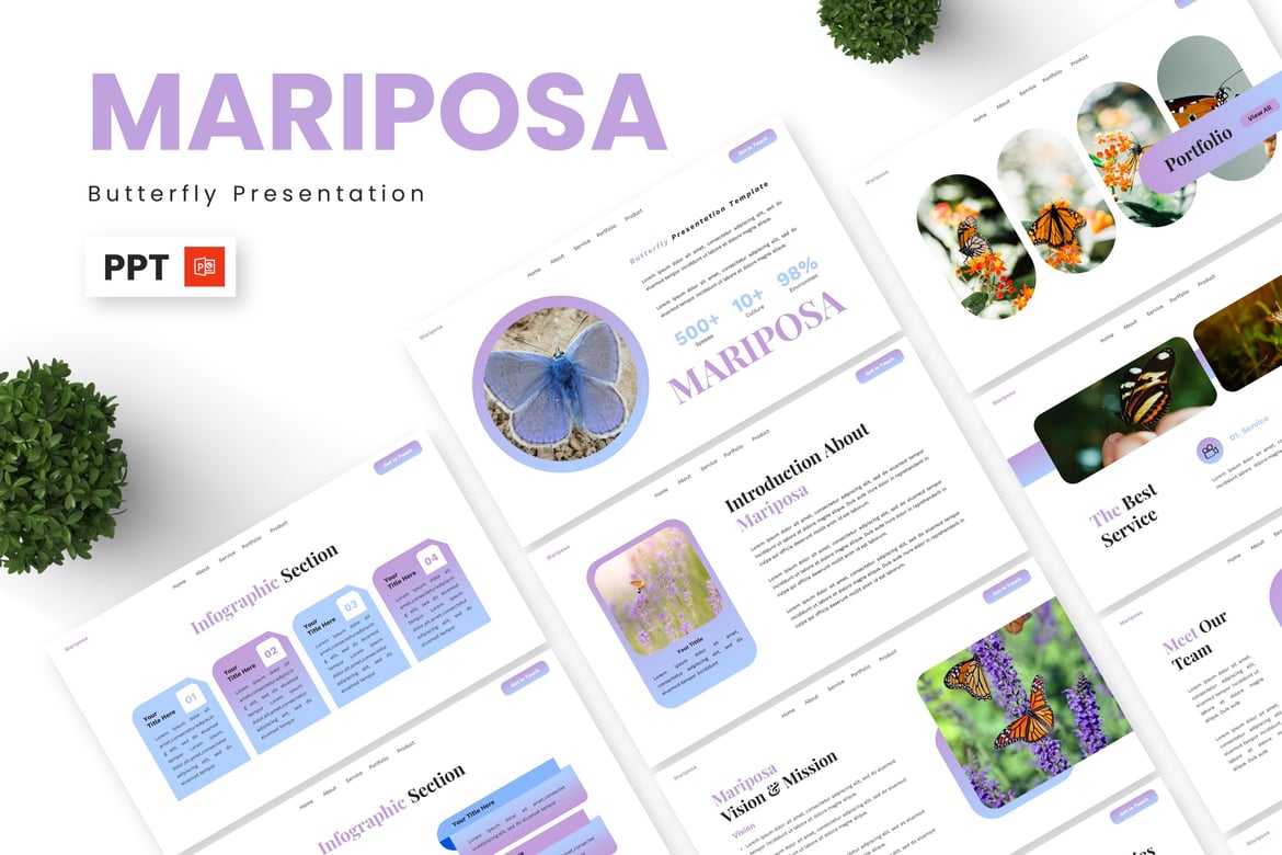 Template Presentasi Mariposa - Kekuatan Kupu-Kupu untuk Powerpoint