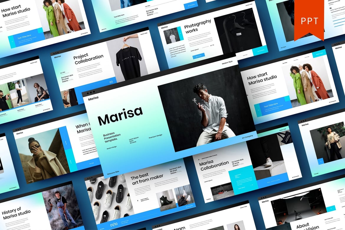 Template Presentasi Bisnis Marisa – PowerPoint yang Stylish dan Profesional