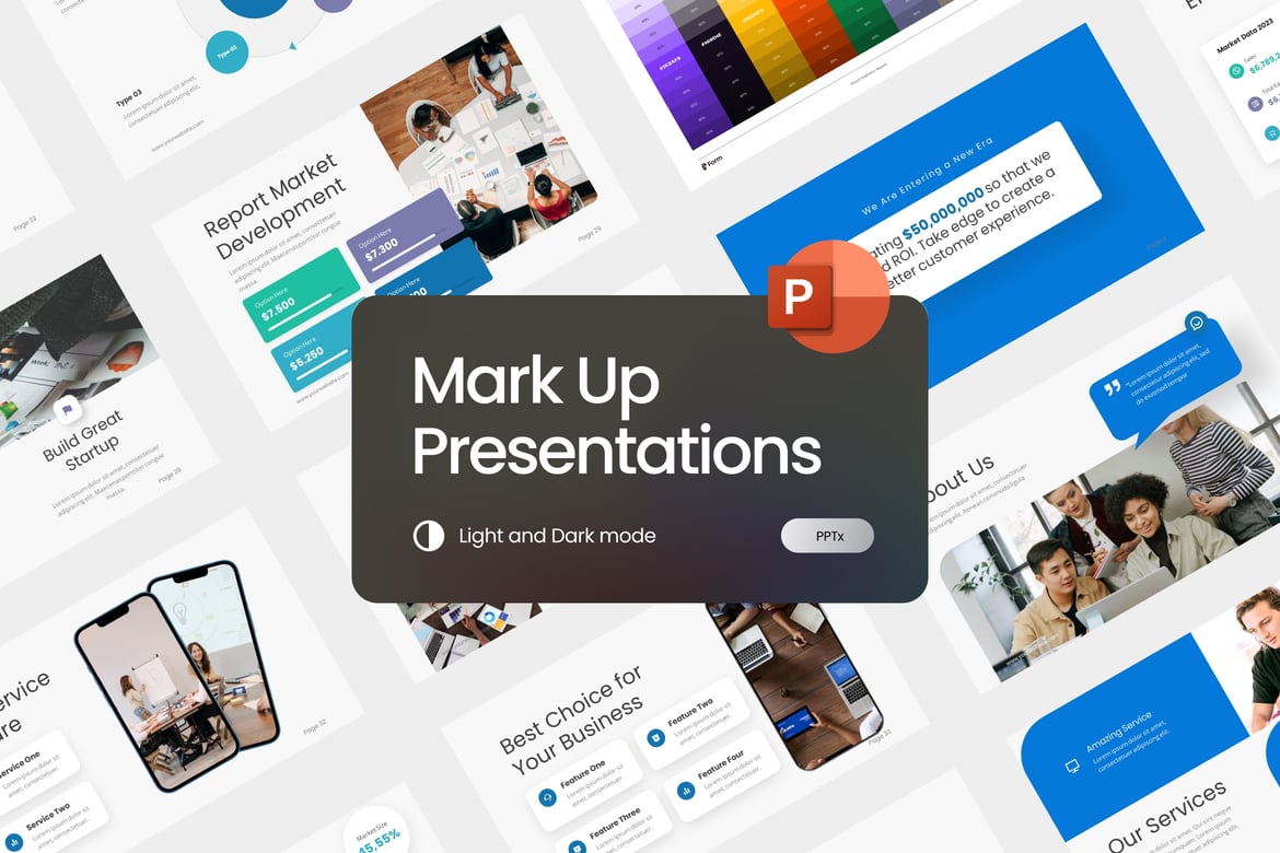 Template PowerPoint Modern Mark Up yang Stylish dan Minimalis