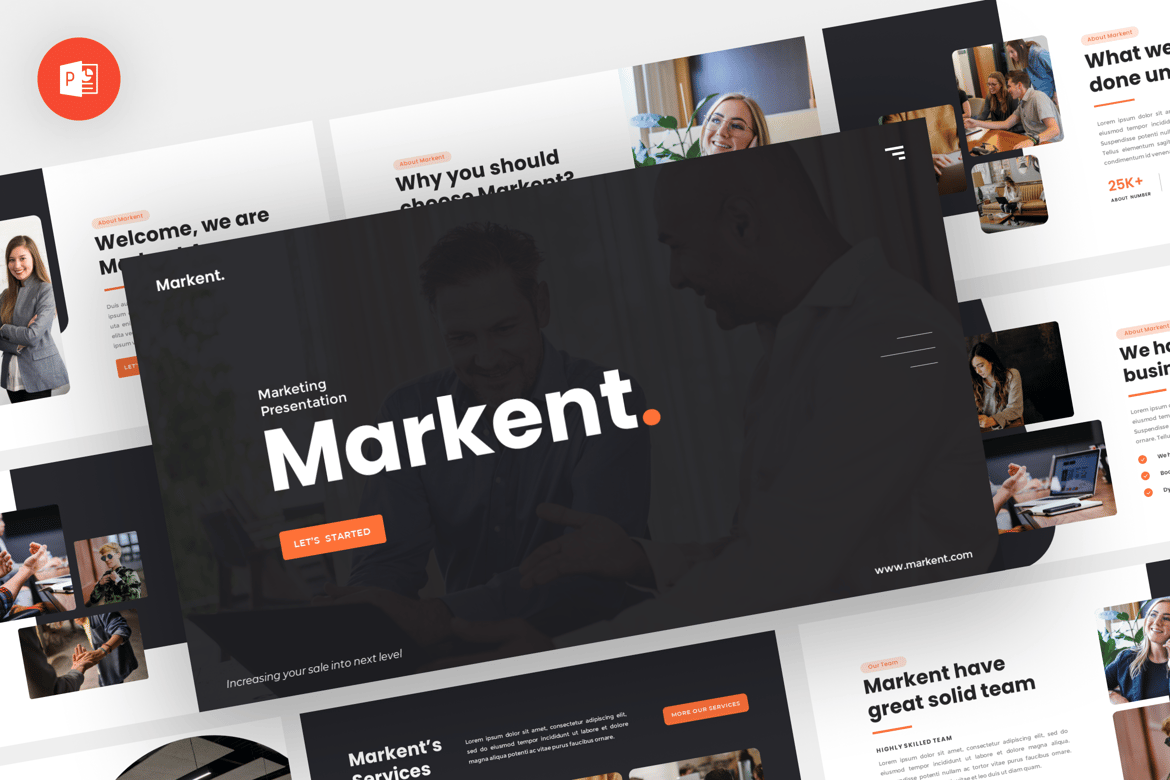 Markent - Template Powerpoint Pemasaran Modern dan Profesional