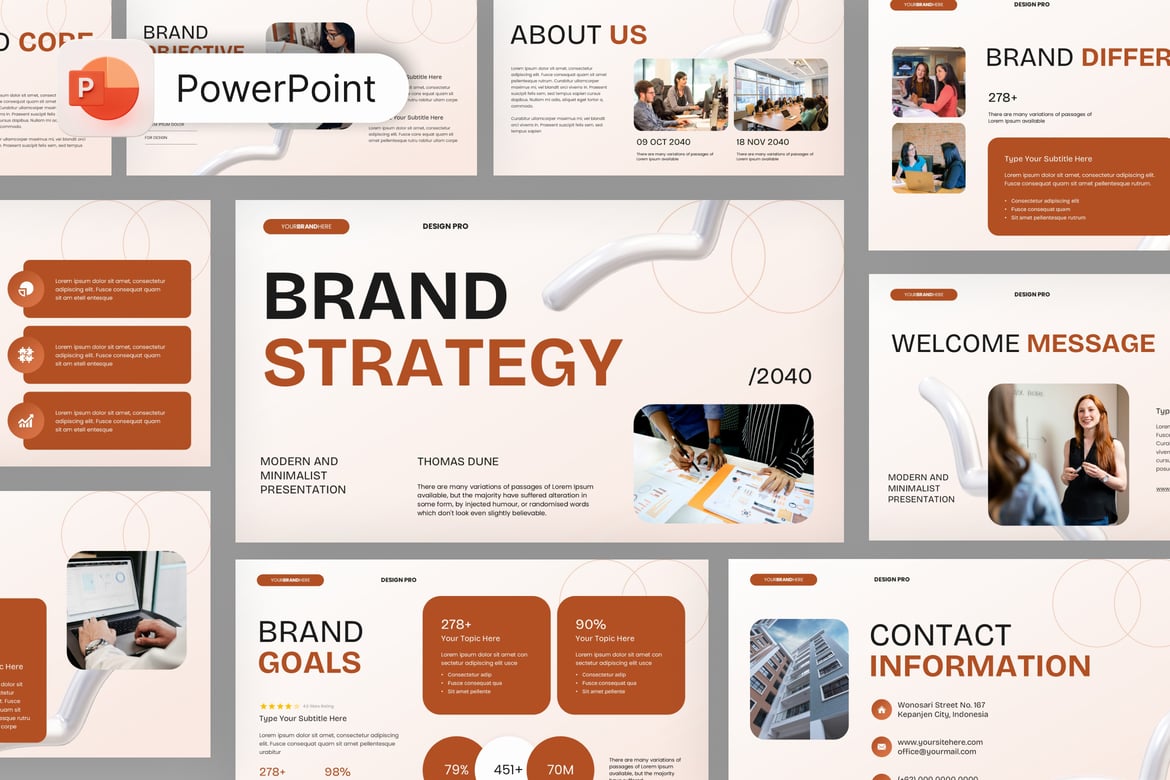 Template Presentasi PowerPoint Strategi Merek Markestra yang Menarik