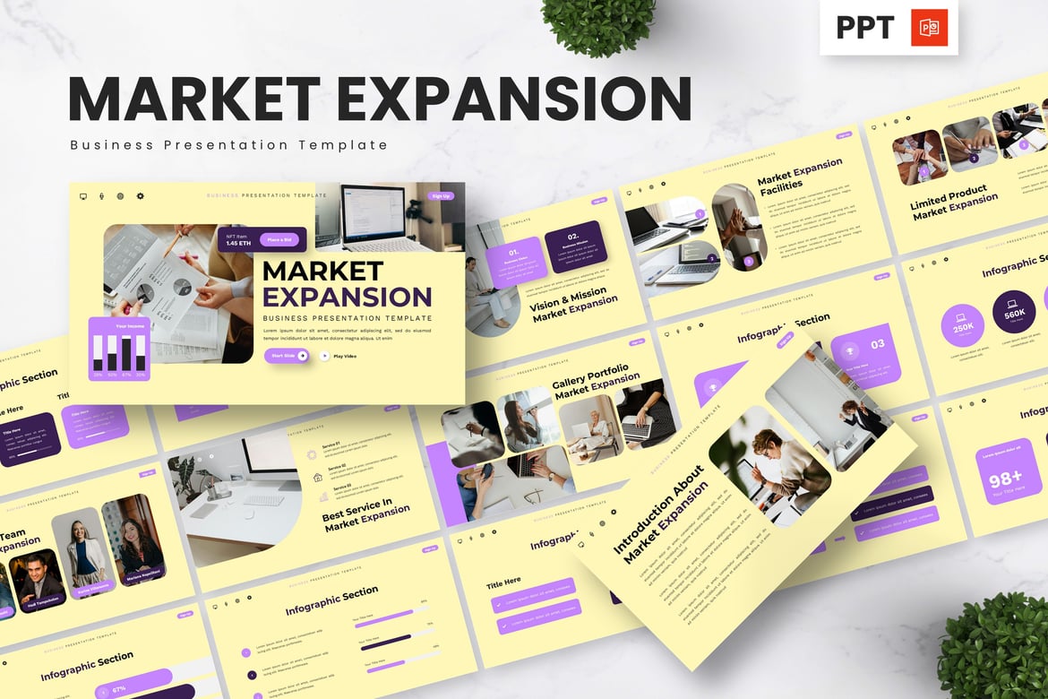 Template Powerpoint untuk Ekspansi Pasar yang Menarik