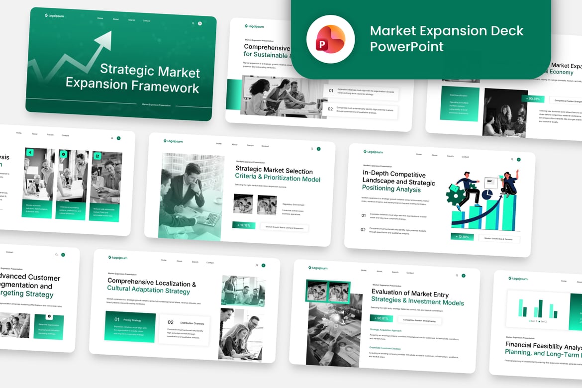 Template Presentasi PowerPoint untuk Ekspansi Pasar yang Kreatif