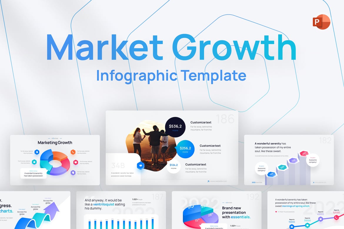 Template Presentasi PowerPoint Infografis Pertumbuhan Pasar
