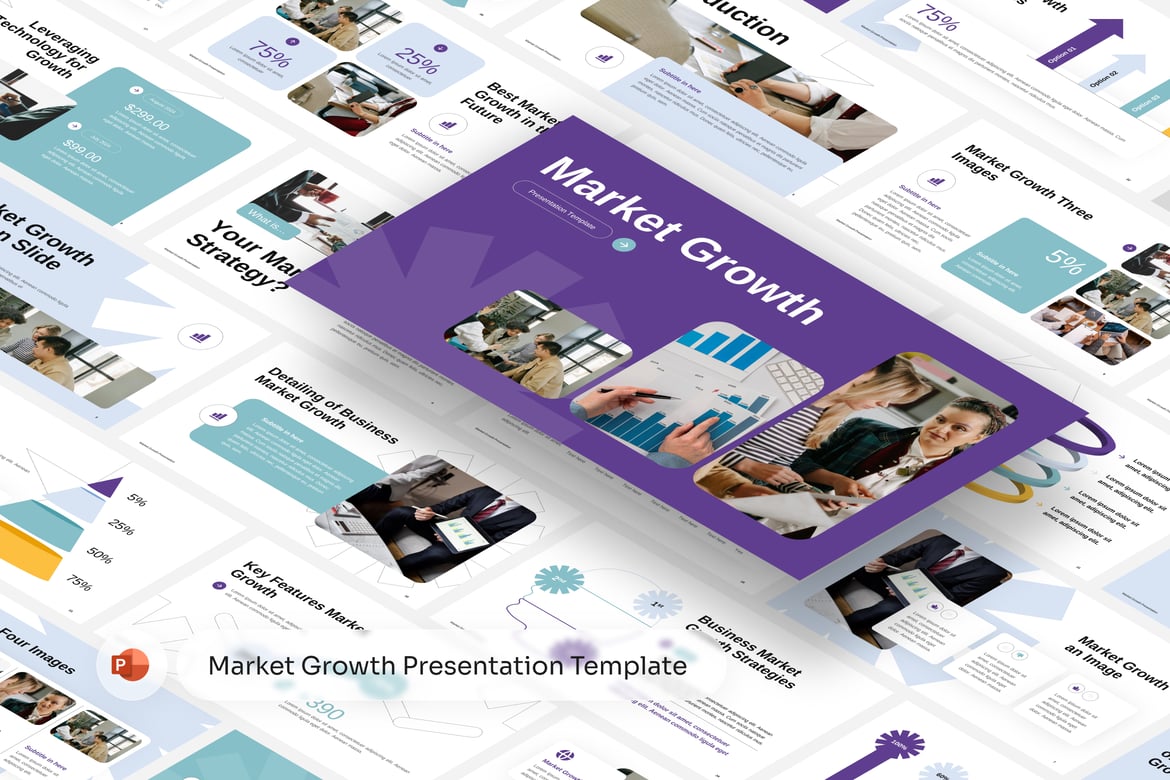 Template Presentasi PowerPoint untuk Pertumbuhan Pasar yang Menarik