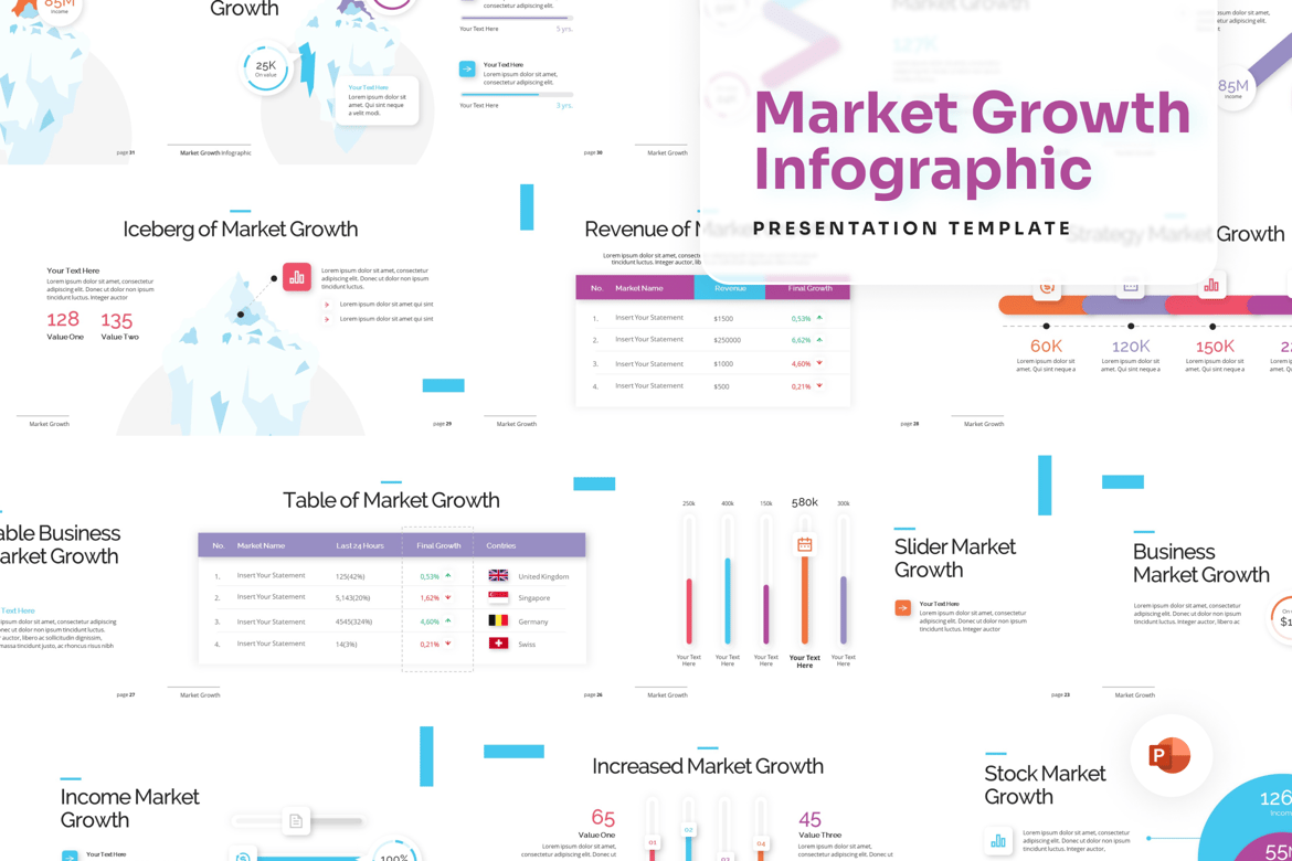 Template Presentasi PowerPoint Pertumbuhan Pasar yang Menginspirasi